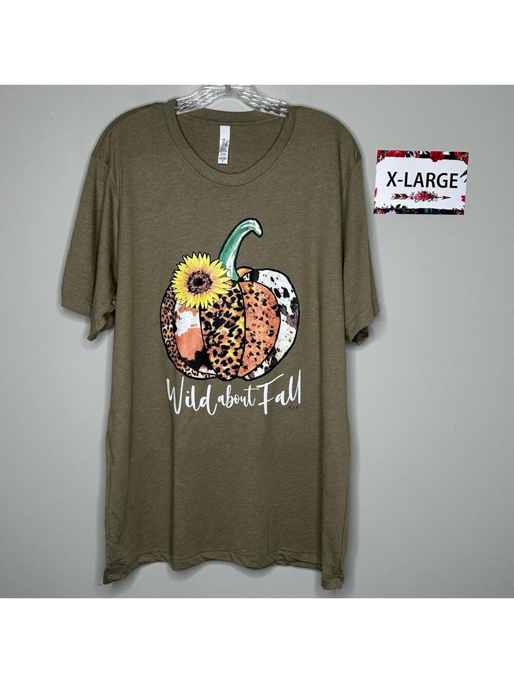 Olive Pumpkin XL Fall tee shirt cowhide sunflower